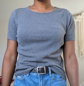 Grey high neck ribbed top